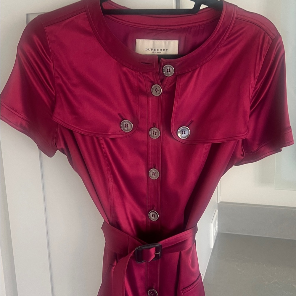 Burberry raspberry Dress with Belt & Pockets-EUC - Picture 7 of 10
